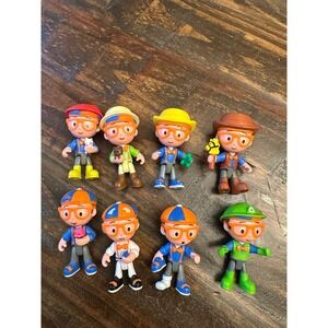 Blippi Mini Figure 8 Piece Lot Safari Construction Recycling Explorer Toy Bundle